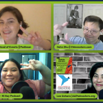 collage of panelists and host